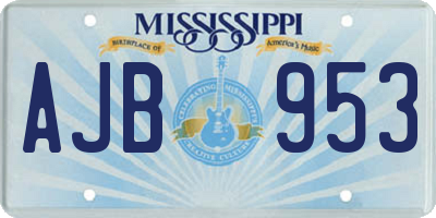 MS license plate AJB953