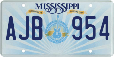 MS license plate AJB954