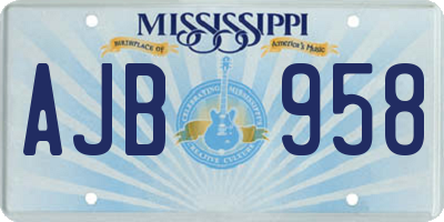 MS license plate AJB958