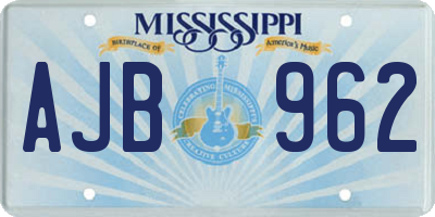 MS license plate AJB962