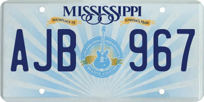 MS license plate AJB967