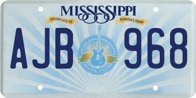 MS license plate AJB968