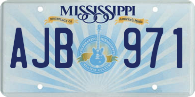 MS license plate AJB971