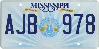 MS license plate AJB978
