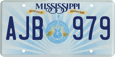 MS license plate AJB979