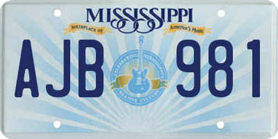 MS license plate AJB981