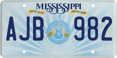 MS license plate AJB982