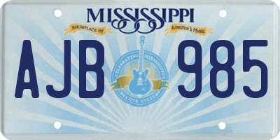 MS license plate AJB985