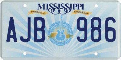 MS license plate AJB986