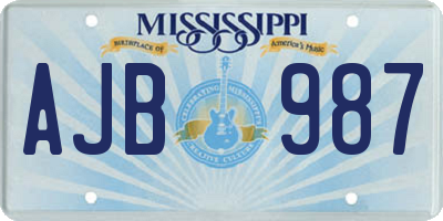 MS license plate AJB987