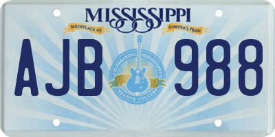 MS license plate AJB988