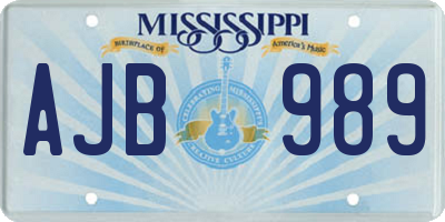 MS license plate AJB989