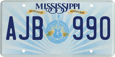 MS license plate AJB990