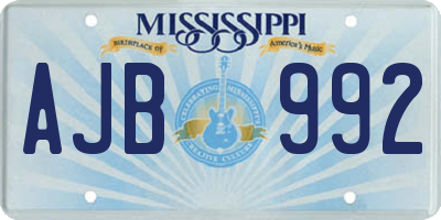 MS license plate AJB992