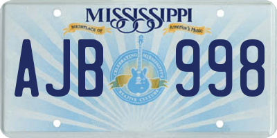 MS license plate AJB998