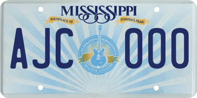 MS license plate AJC000