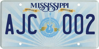 MS license plate AJC002