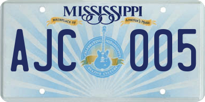 MS license plate AJC005