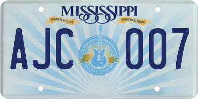 MS license plate AJC007