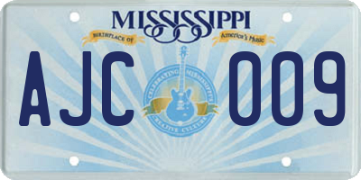 MS license plate AJC009