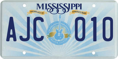 MS license plate AJC010
