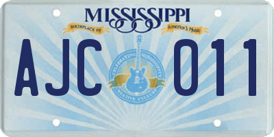 MS license plate AJC011