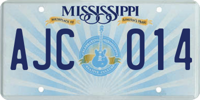 MS license plate AJC014