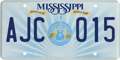 MS license plate AJC015