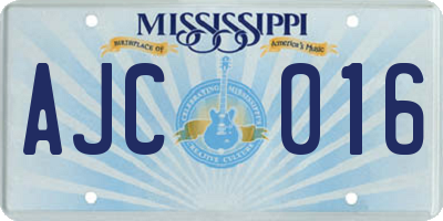 MS license plate AJC016
