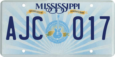 MS license plate AJC017