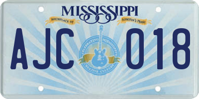 MS license plate AJC018