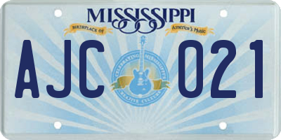 MS license plate AJC021