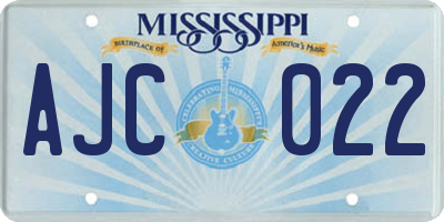 MS license plate AJC022