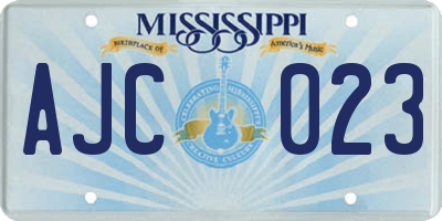 MS license plate AJC023