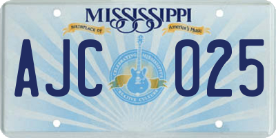 MS license plate AJC025