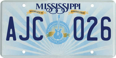 MS license plate AJC026