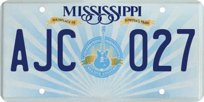 MS license plate AJC027