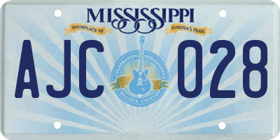 MS license plate AJC028