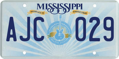 MS license plate AJC029