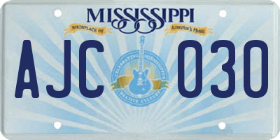 MS license plate AJC030