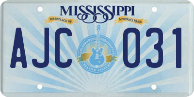 MS license plate AJC031