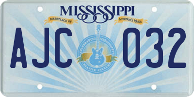 MS license plate AJC032