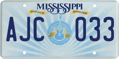 MS license plate AJC033
