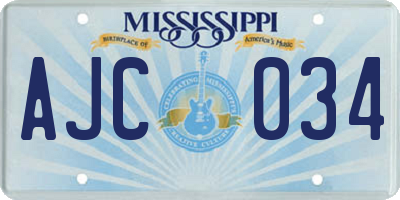 MS license plate AJC034