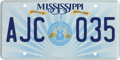 MS license plate AJC035