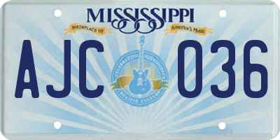 MS license plate AJC036