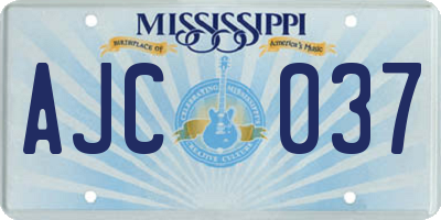 MS license plate AJC037