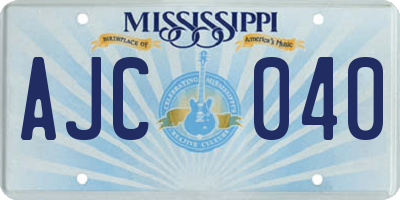 MS license plate AJC040