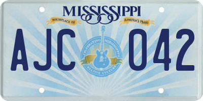 MS license plate AJC042