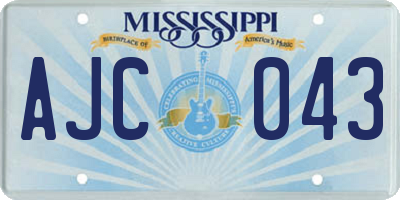 MS license plate AJC043